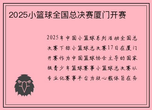 2025小篮球全国总决赛厦门开赛